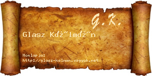 Glasz Kálmán névjegykártya
